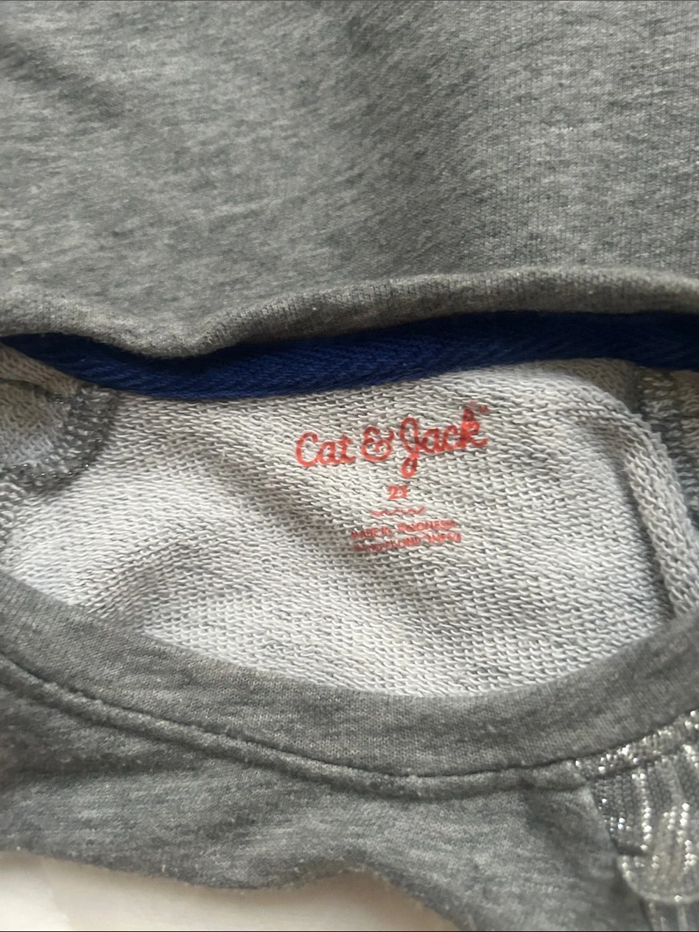 Cat & Jack Gray Ruffle Shoulder 'Infinitely Awesome' Sweatshirt with Navy Print